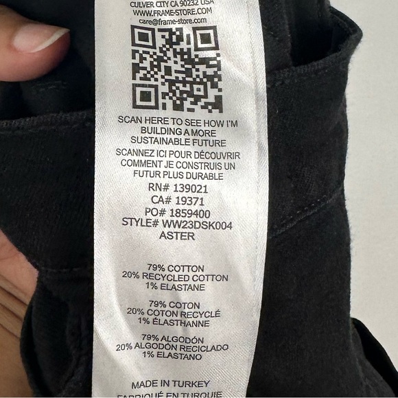 FRAME The High Waisted Seamed Black Denim Midi Skirt Women’s Sz 27 - Picture 8 of 9